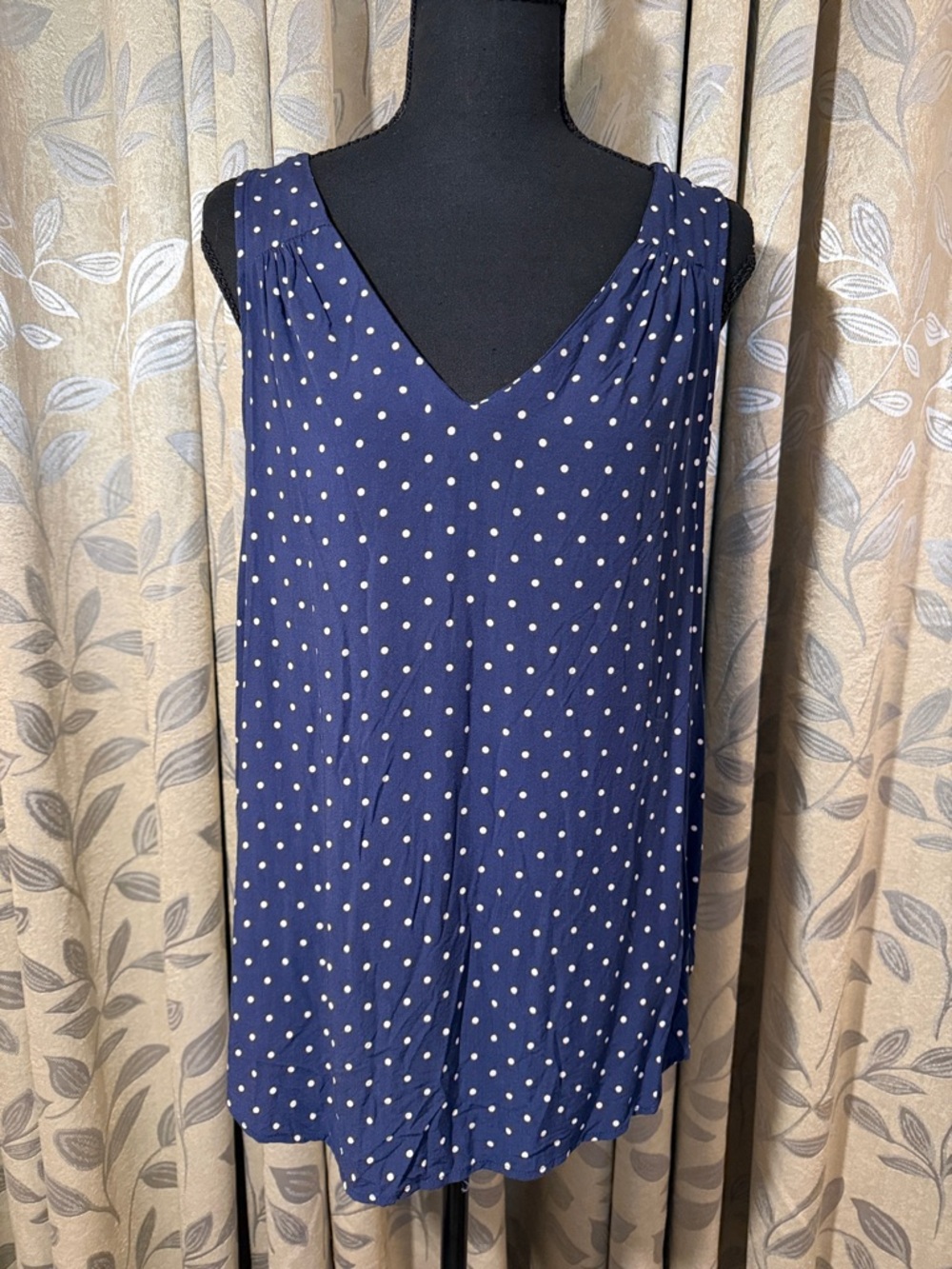 Old Navy Navy Blue Polka Dot Tank Top